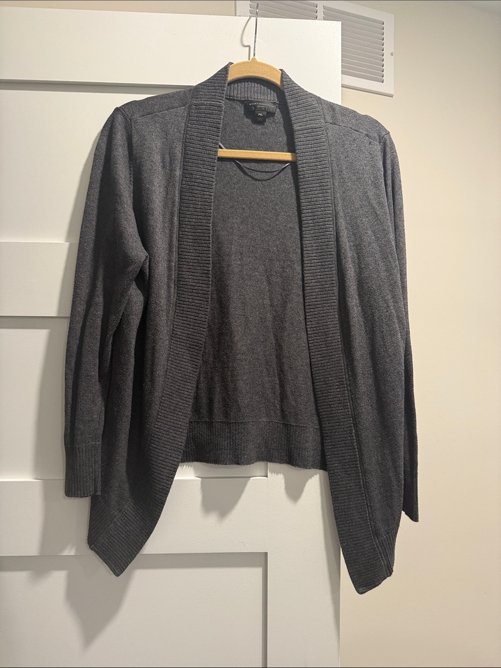 Worthington Women's Open-Front Gray Knit Cardigan Sweater